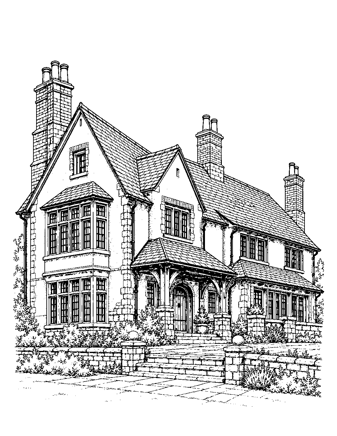 Craftsman and Arts and Crafts house sample colouring page 1