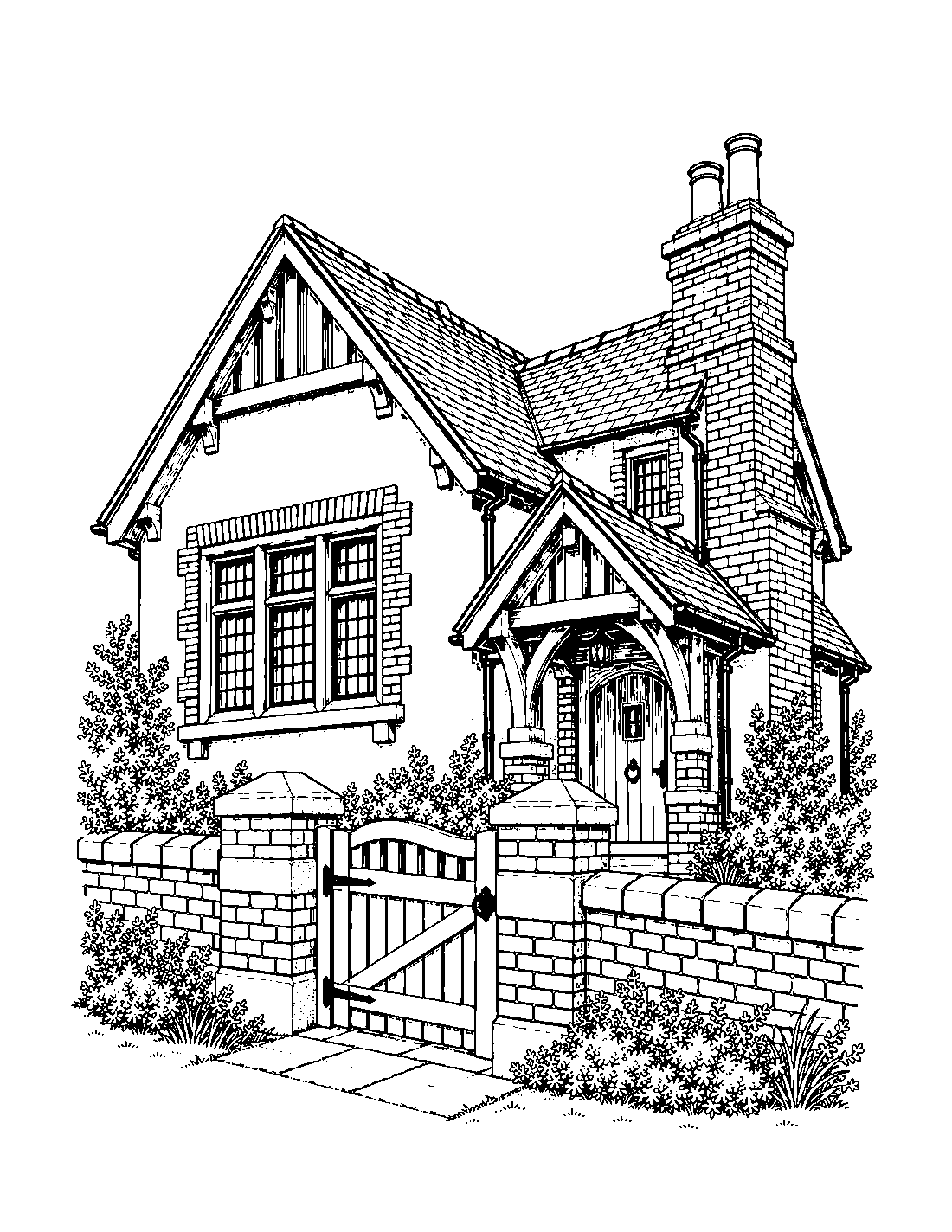 Craftsman and Arts and Crafts house sample colouring page 3