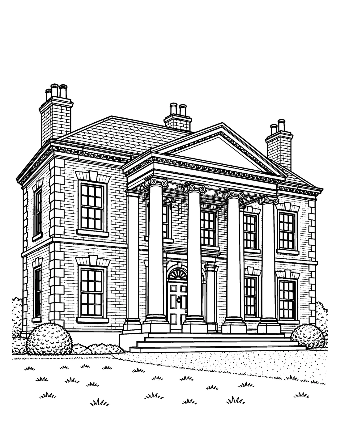 Georgian and Regency house sample colouring page 1