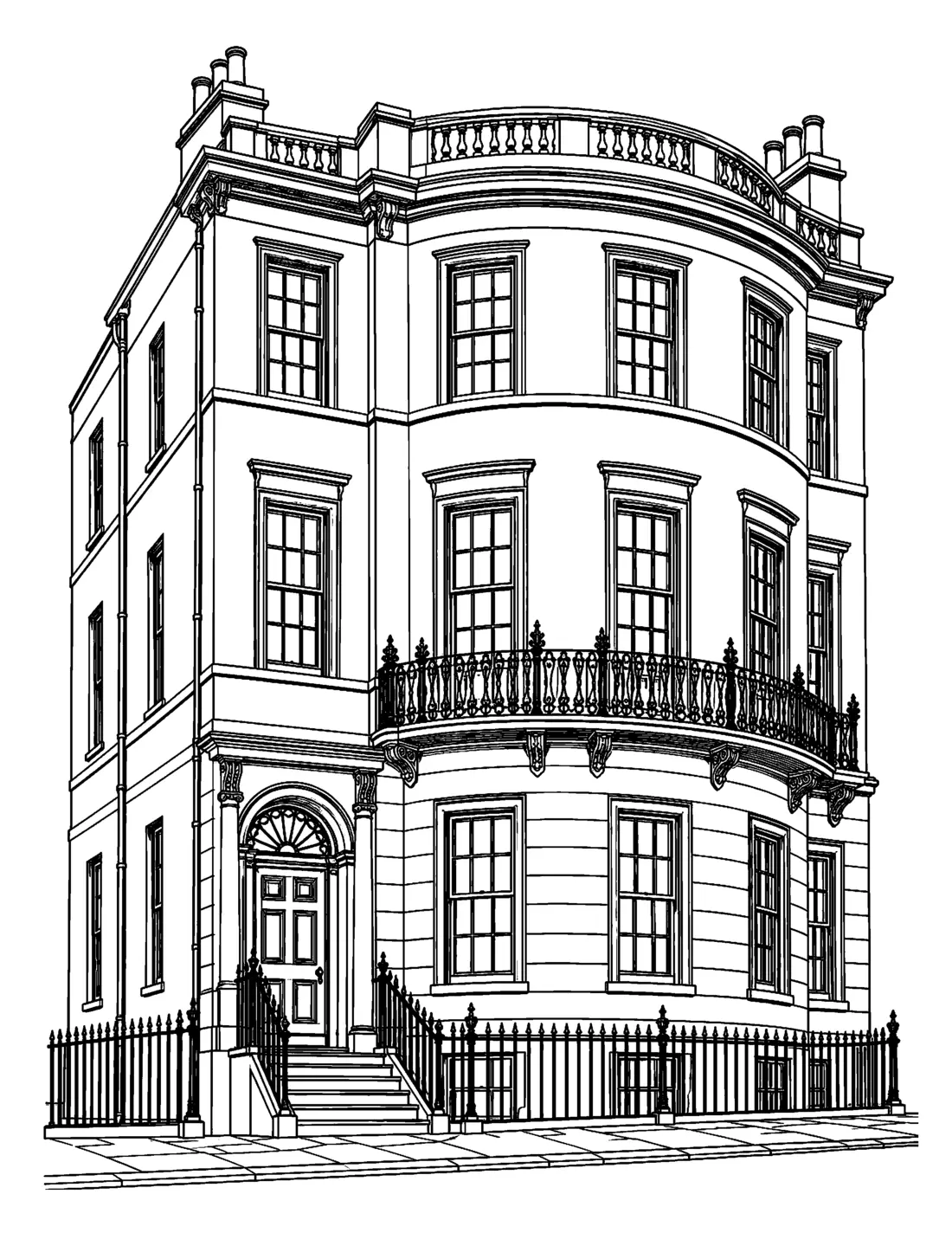 Georgian and Regency house sample colouring page 2