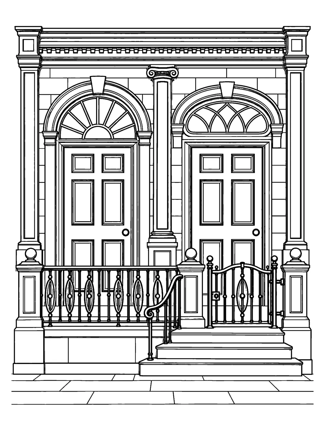 Georgian and Regency house sample colouring page 3
