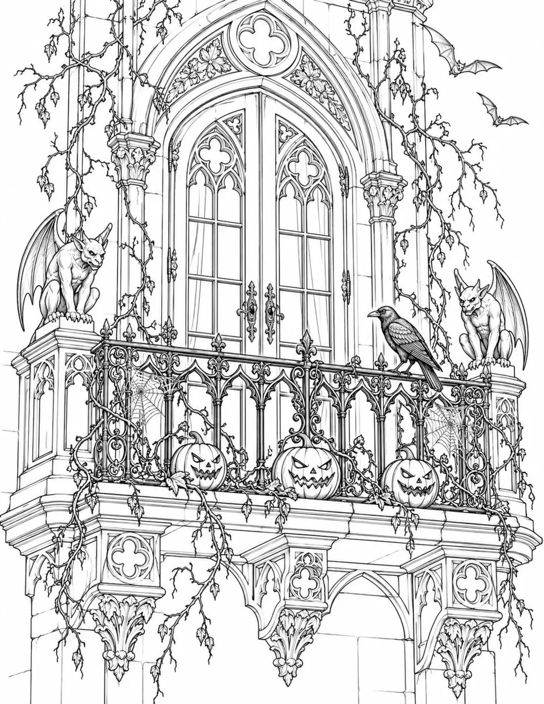 Gothic Halloween house sample colouring page 2