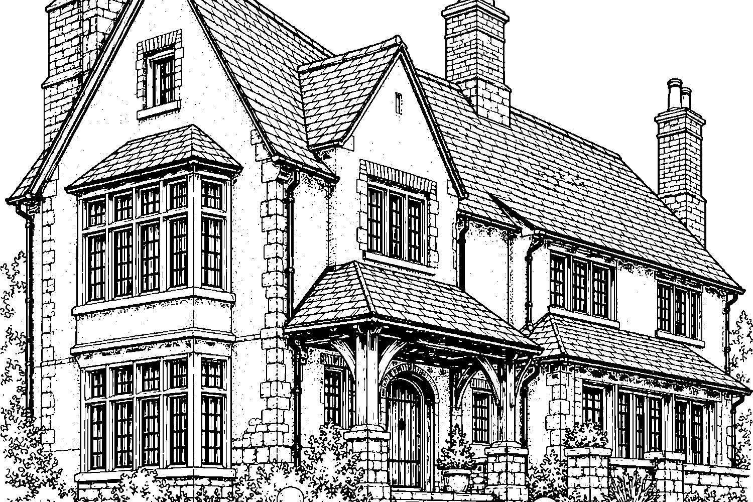 Craftsman bungalow printable colouring illustration