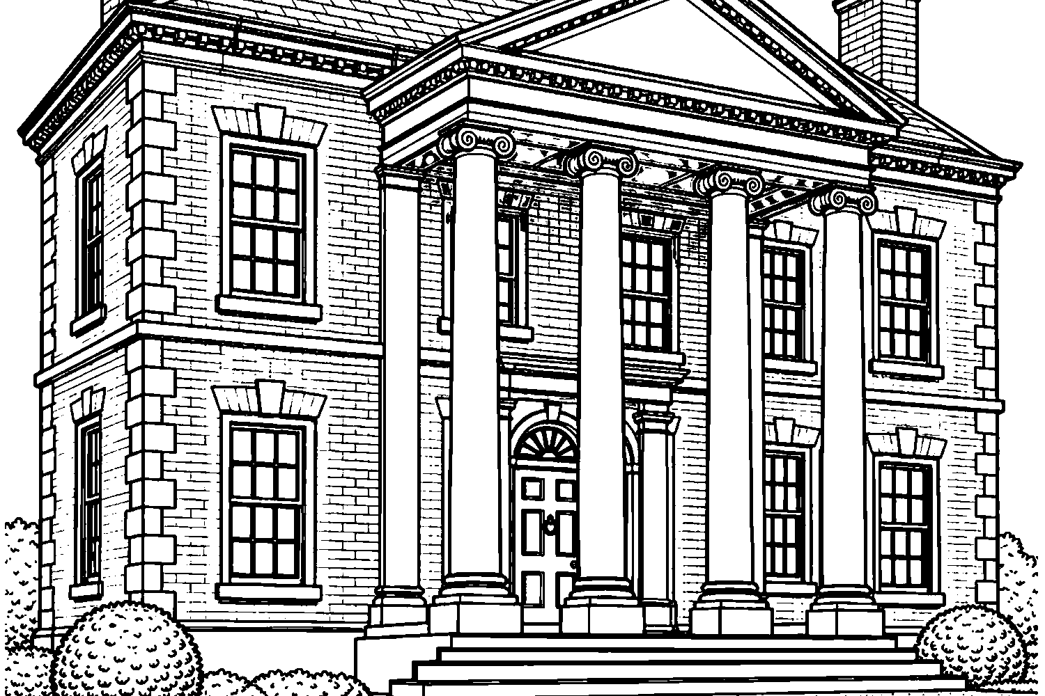 Georgian townhouse printable colouring illustration